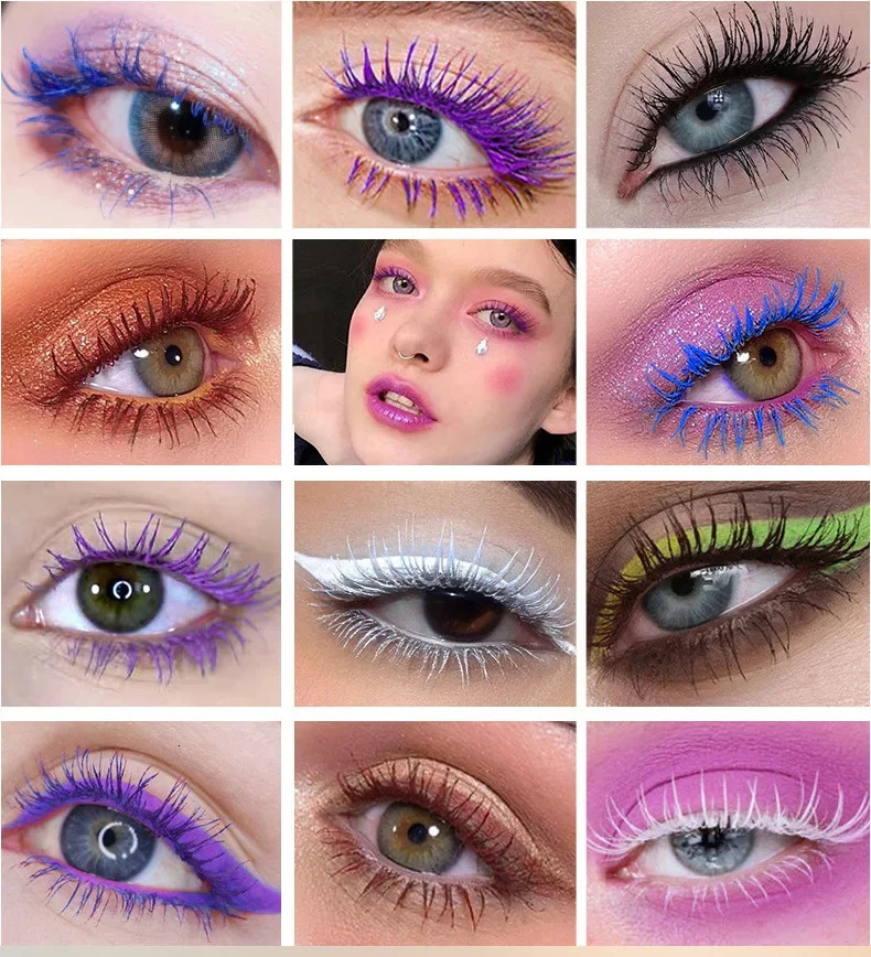 Waterproof Color 5D Mascara Quick Dry Not Blooming Blue Purple Gold Black Curling Lengthen Long Eyelash Color Mascara 240625