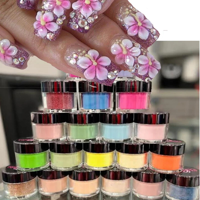 1oz/30g Colorful Acrylic Powder Carving Nail Polymer Dip/Extension 3in1 Crystal Powder Manicure Professional Nail Acrylic Powder 240625