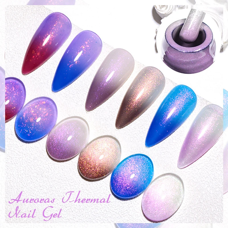7ml aurora thermal gel nail polish purple naked flash temperature change semi anent nail art gel varnish 240625