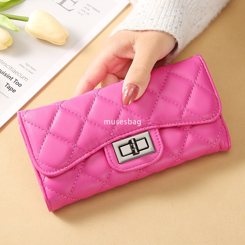 Designer Women's Fashionable and Fashionable Small Fragrant Wind Lingge Wallet Long Handheld Bag New Korean Versatile Practical Large Capacity Ph