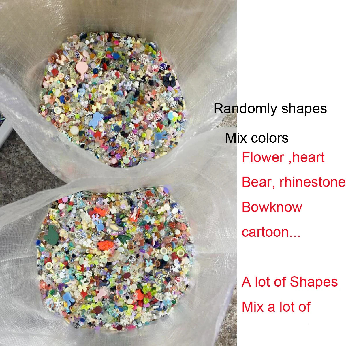 500-600 pieces of bow shaped nail art resin decoration mixed shape nail charm handmade items on a press jewelry Kawaii accessories* 240625