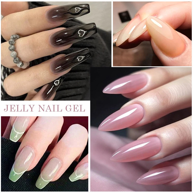 7ML jelly gel nail polish black crystal transparent matte nail art gel semi anent varnish soap UV LED gel 240625