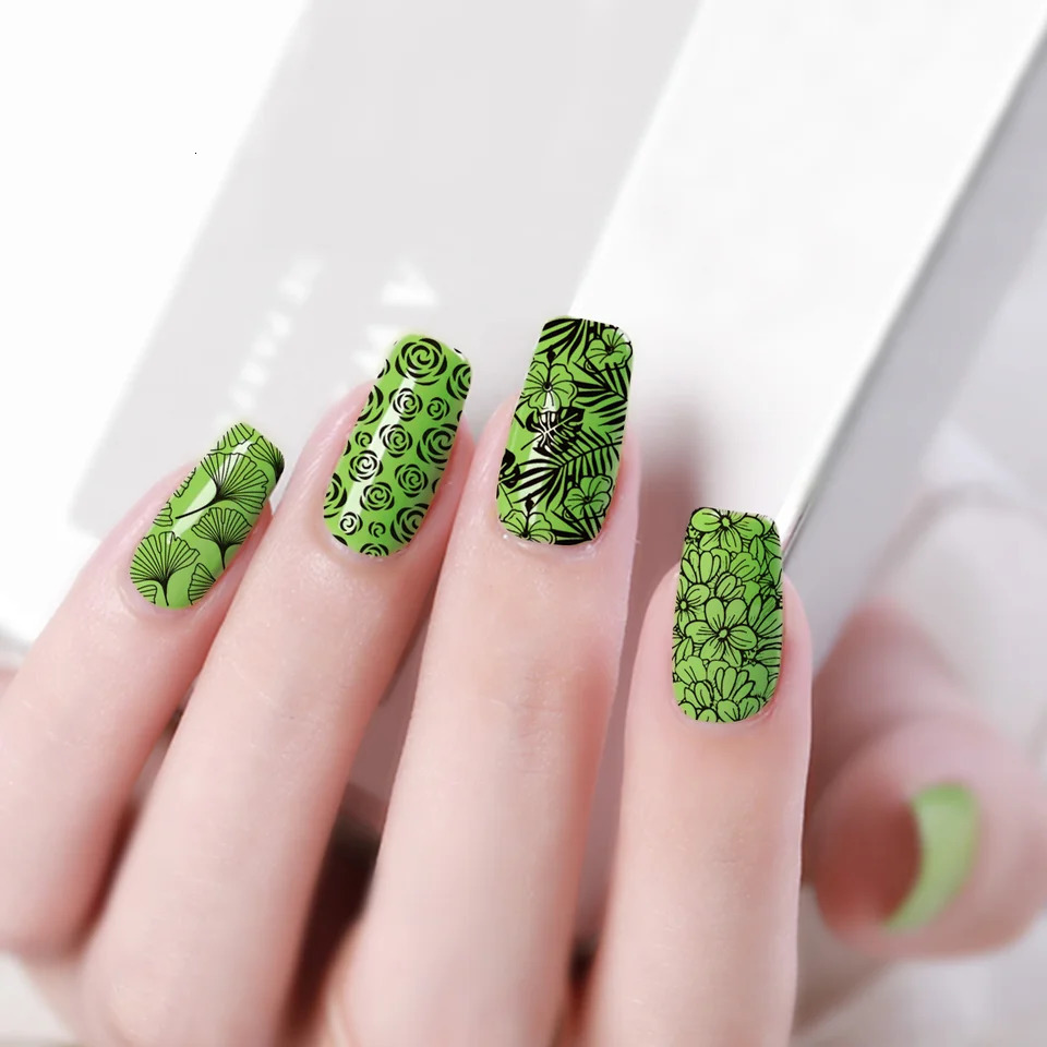BeautyBigBang Flower Nail Art Stamping Board Butterfly Plant Leaves Stainless Steel Nail Stamping Template Handmade Tool 240625