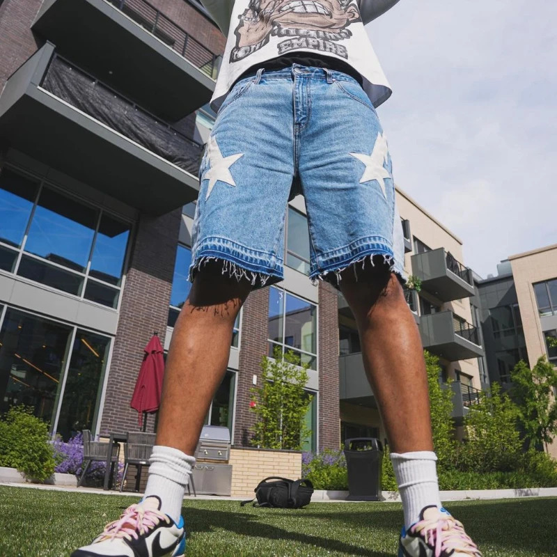 Fashion trend hip-hop embroidery men denim shorts ins street Y2k casual sports men and women shorts streetwear pants 240618
