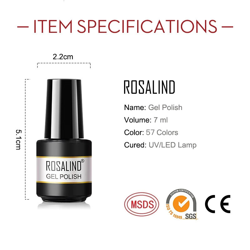 ROSALIND solid gel nail polish flash gel varnish suitable for nail processing nail art foundation top coating UV lamp semi anent G 240625