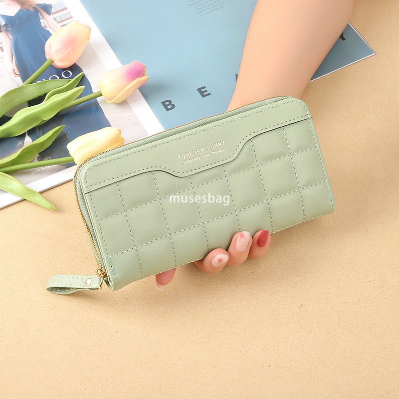 Fashionable women's high-quality wallet long new Korean version trendy and cute simple and fresh student three fold multifunctional zipper leathe
