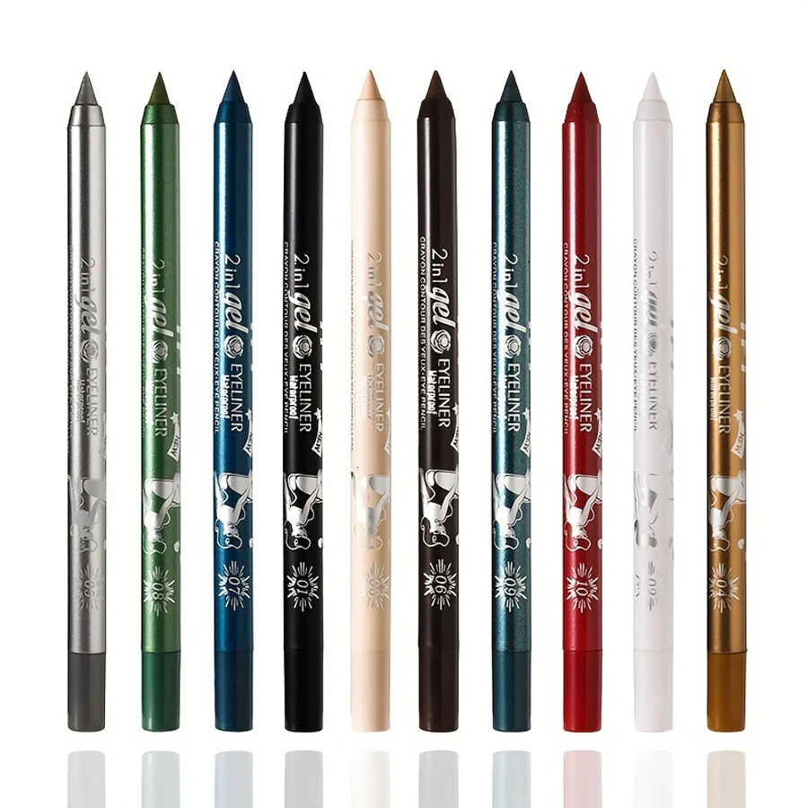 10 Colors Waterproof Eyeliner Pen Long-Lasting Concealer And Lip Liner Gel Pen Sweatproof And Smudge Proof 240625
