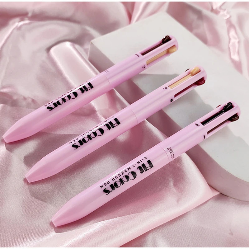 4 In 1 Face Makeup Pen Multi-functional High Gloss Lip Line Eyeliner Eyebrow Pencil Long Lasting Waterproof Cosmetics 240625