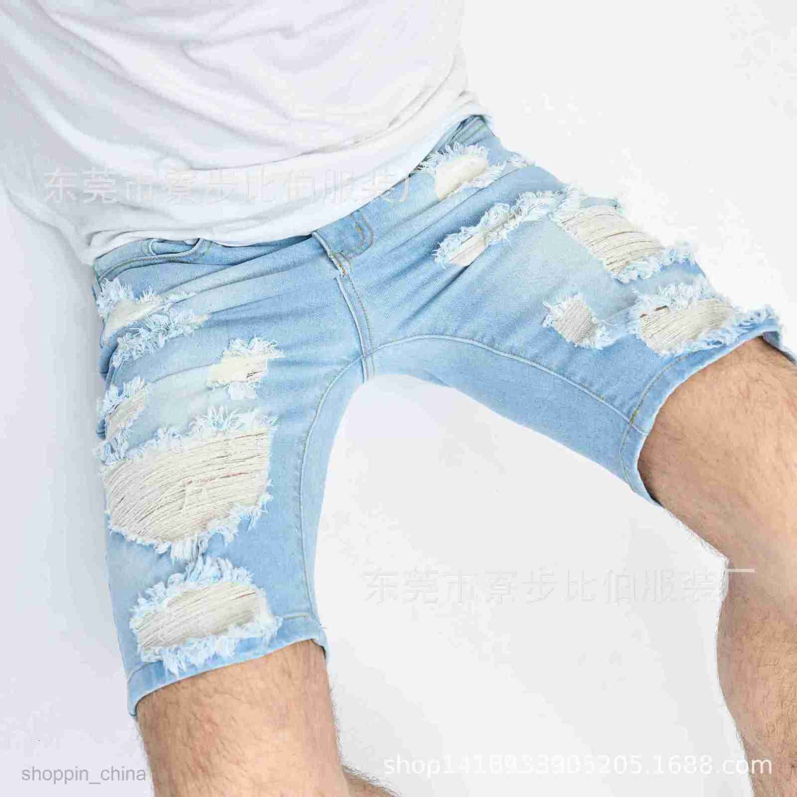 Men's Shorts New Summer Male 5-point Casual Broken Trendy Middle Pants Scratched Beggar Shorts Male