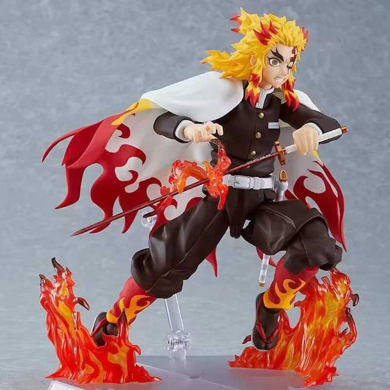 Action Toy Figures Anime Demon Slayer Figure Rengoku Kyoujurou Action Figures Figma #553 Pvc Kimetsu No Yaiba Doll Collect Model Children Toy Gift