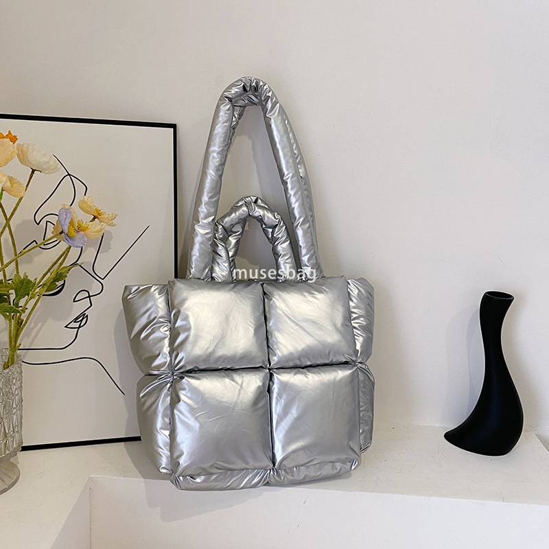 Korean Fashion Trend Autumn and Winter New Large Capacity Tote Bag Space Bag Single Shoulder Bubble Bag Space Cotton Fashion Down Bag