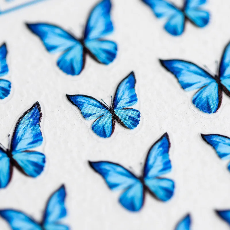 1 piece of 5D fashionable butterfly nail art sticker Kawaii black butterfly nail decoration sticker transfer self-adhesive slider DIY 240625