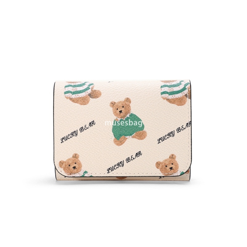 Fashionable Women's Designer Practical Multi functional Commuting Wallet PU American Classic Retro Lightweight Three Fold Short Clip Purse Wallet