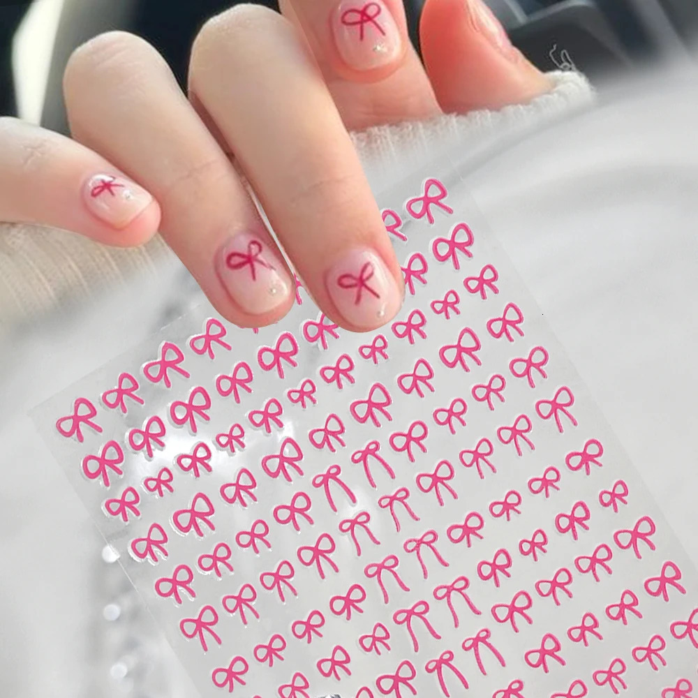 6 pieces of 3D cute bow shaped nail tip decorative stickers with bow shaped nails. Gold/Silver/Pink bow shaped nail charm adhesive slider 240625
