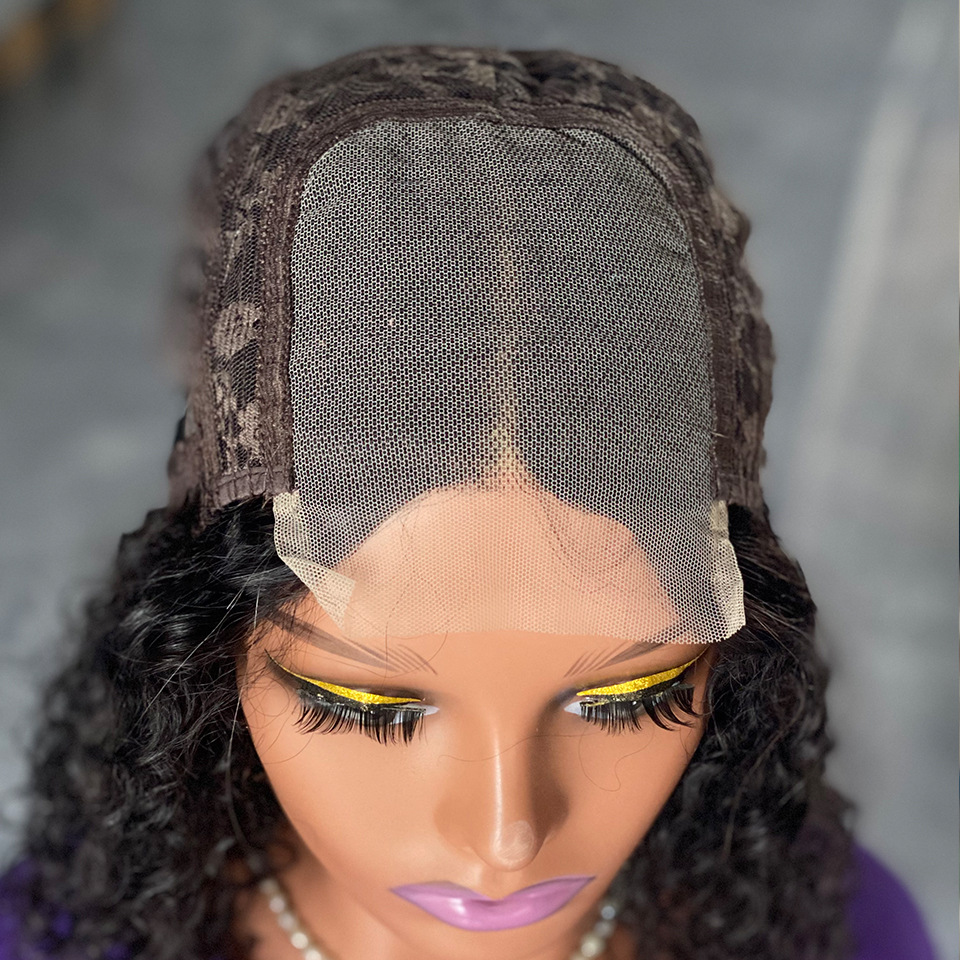 Curly Short 4x4 Top Swiss Lace Glueless 100% Human Hair 150% Density Water Wave Bob Closure Human Hair Wig