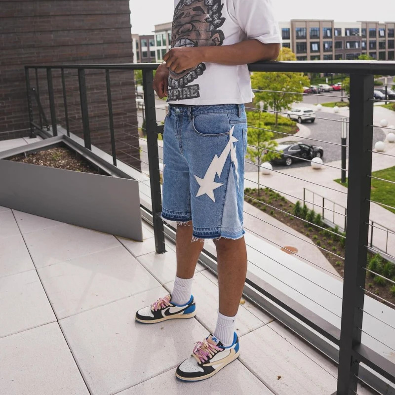Fashion trend hip-hop embroidery men denim shorts ins street Y2k casual sports men and women shorts streetwear pants 240618