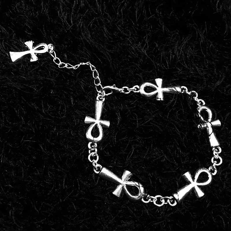Charm Bracelets Ankh vampire Bracelet Gothic Cross Bracelet vampire religious jewelry Victorian cross link braceletWiccaCharm jewelr z240626