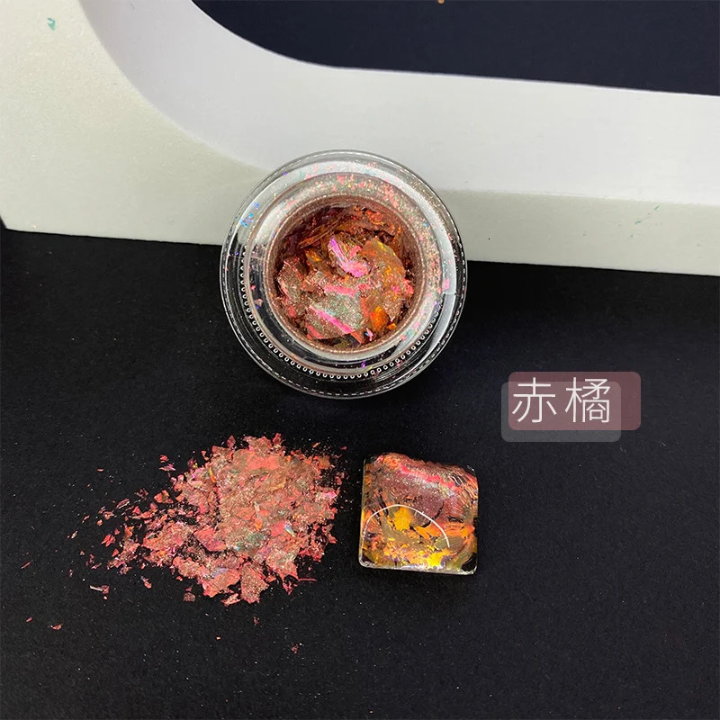Aurora Crystal Opal Nail Powder Holographic Irregular Glitter Iridescent Sequins Rub Dust Mermaid Chameleon Flakes DIY Manicure 240625