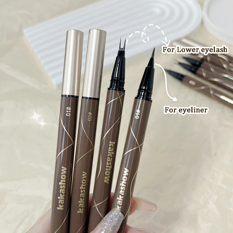 Double Forked Tip Liquid Eyeliner Lower Eyelash Pen 2 In 1 Quick Dry Smooth Ultra Fine 2 Points Eye Liner Lower Lash Pencil 240625
