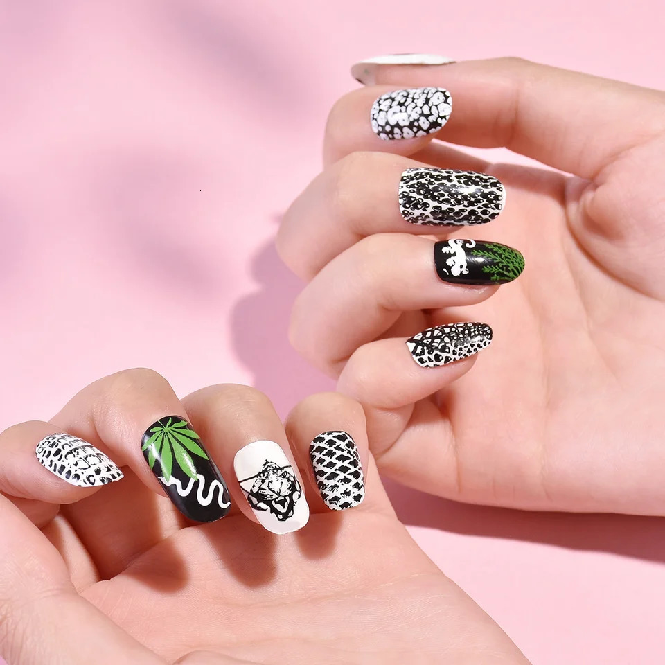 BeautyBigBang Animal Image Nail Art Stamping Board Tiger Spotted Horse Leopard Printed Stainless Steel Animal Texture Nail Art Template 240625