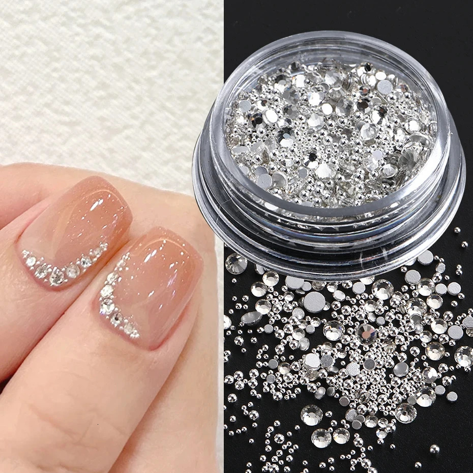 Mixed Mini Nails Rhinestone Flat Back Crystal Stone Metal Beads Pearl Butterfly Nail Art Charm Jewelry Handmade 240625