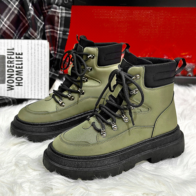 Martin boots British style leather boots thick bottom 2023 fall and winter new men's boots snow boots men 323