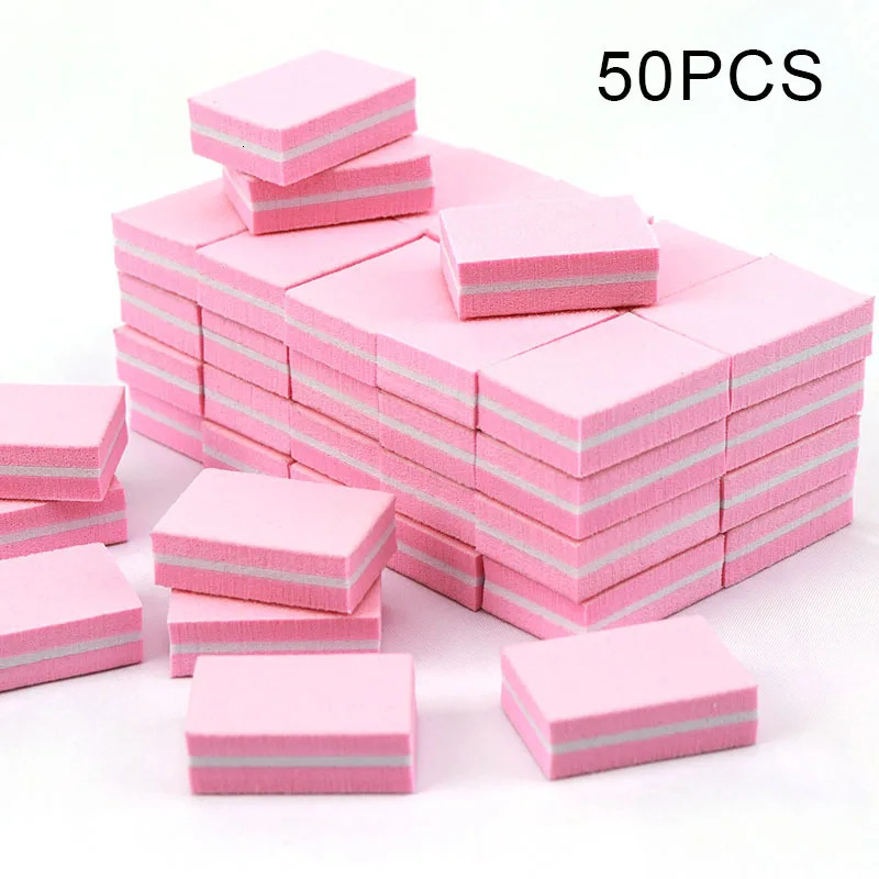 50pcs Double-sided Mini Nail File Blocks Colorful Sponge Nail Polish Sanding Buffer Strips Polishing Manicure Nail Art Tools 240625