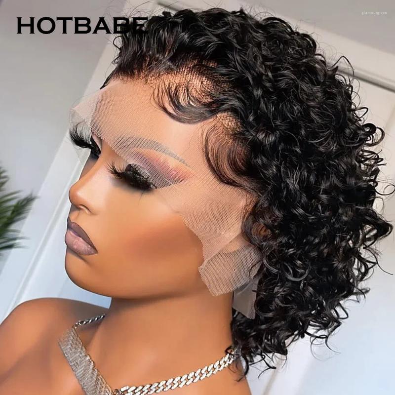 13x4 Lace Pixie Cut Wig Short Curly Bob Transparent Wigs For Women Honey Blonde Frontal Brazilian Preplucked 180%