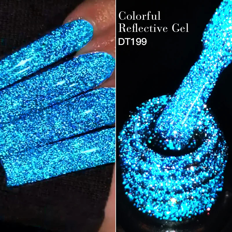 MEET ACROSS 7ml Reflective Glitter Gel Nail Polish Glitter Reflective Effect Semi anent UV LED Nail Art Gel Varnish Manicure 240625