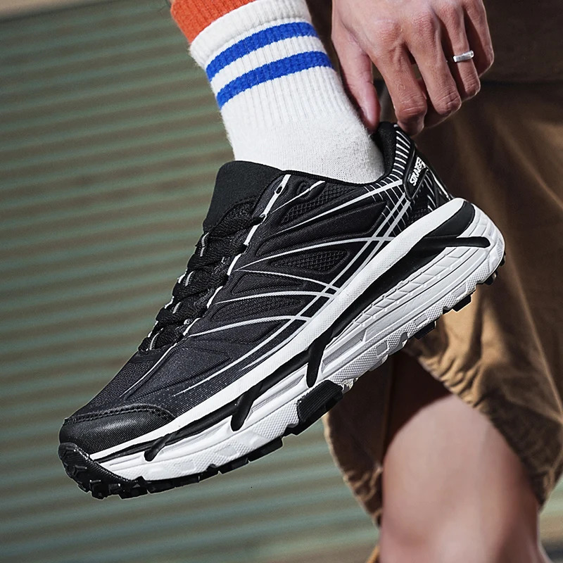 Thick Soled Lightweight Running Shoes for Men Non-Slip Walking Sneakers Lace-Up Tennis Cozy Sports Shoes Classic Style 240625