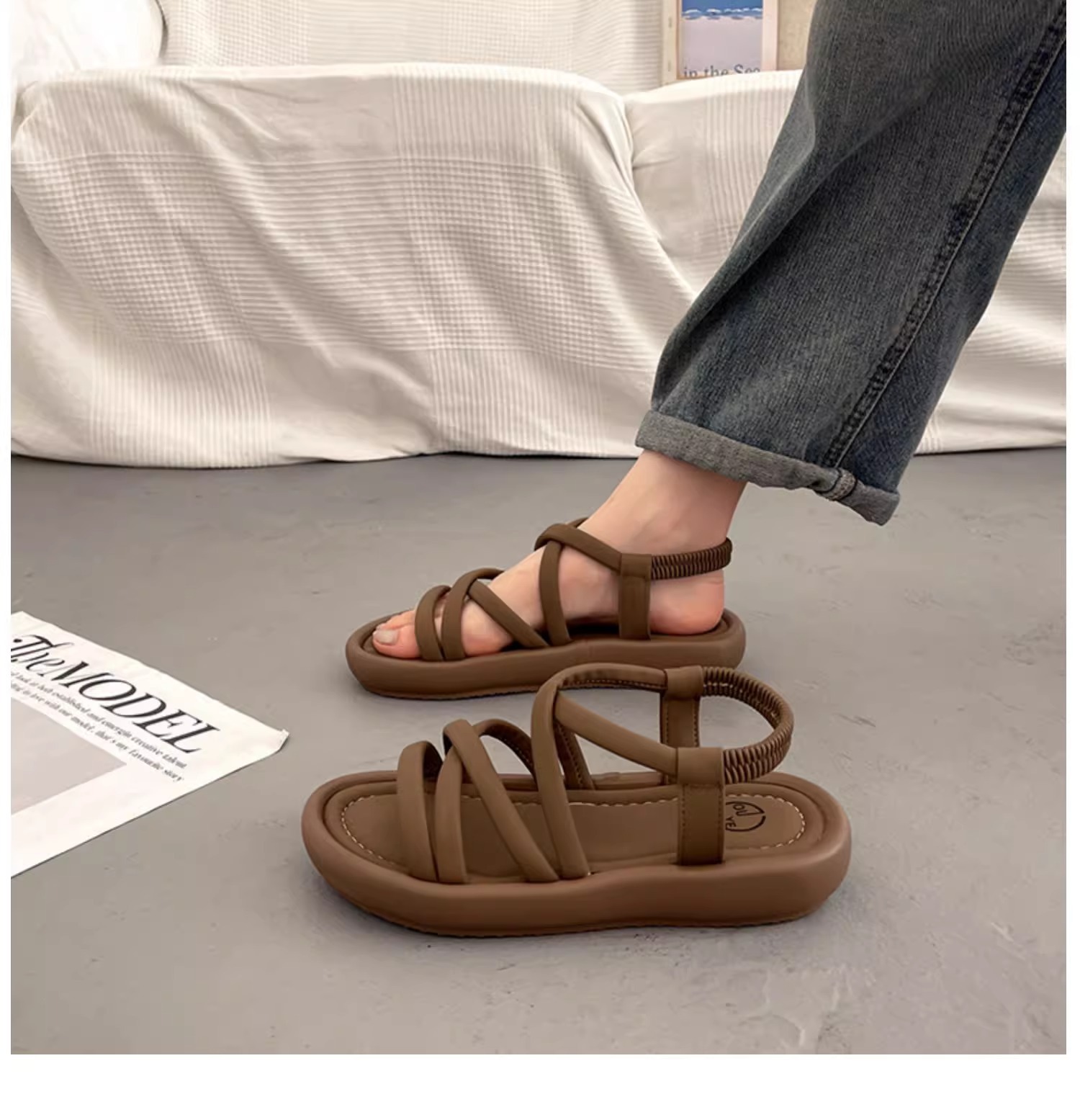 GAI fashion designer Summer Home non-slip breathable blue purple white brown pink bathroom slippers for women eur35-40