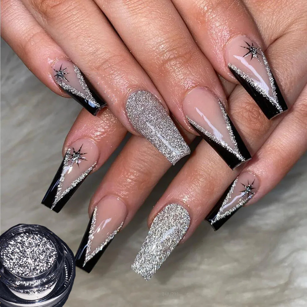 1box Reflective Diamond Glitter Powder Holographic Sparkling Crystal Rhinestones Sequins Chrome Gel Polish Pigment Dust Manicure 240625