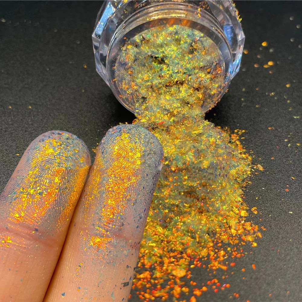 Unicorn Chameleon Aurora Nail Glitter Powder Colorful Magic Mirror Nail Pigment Flakes Powder Broken Yuki Aurora Chameleon Dust 240625