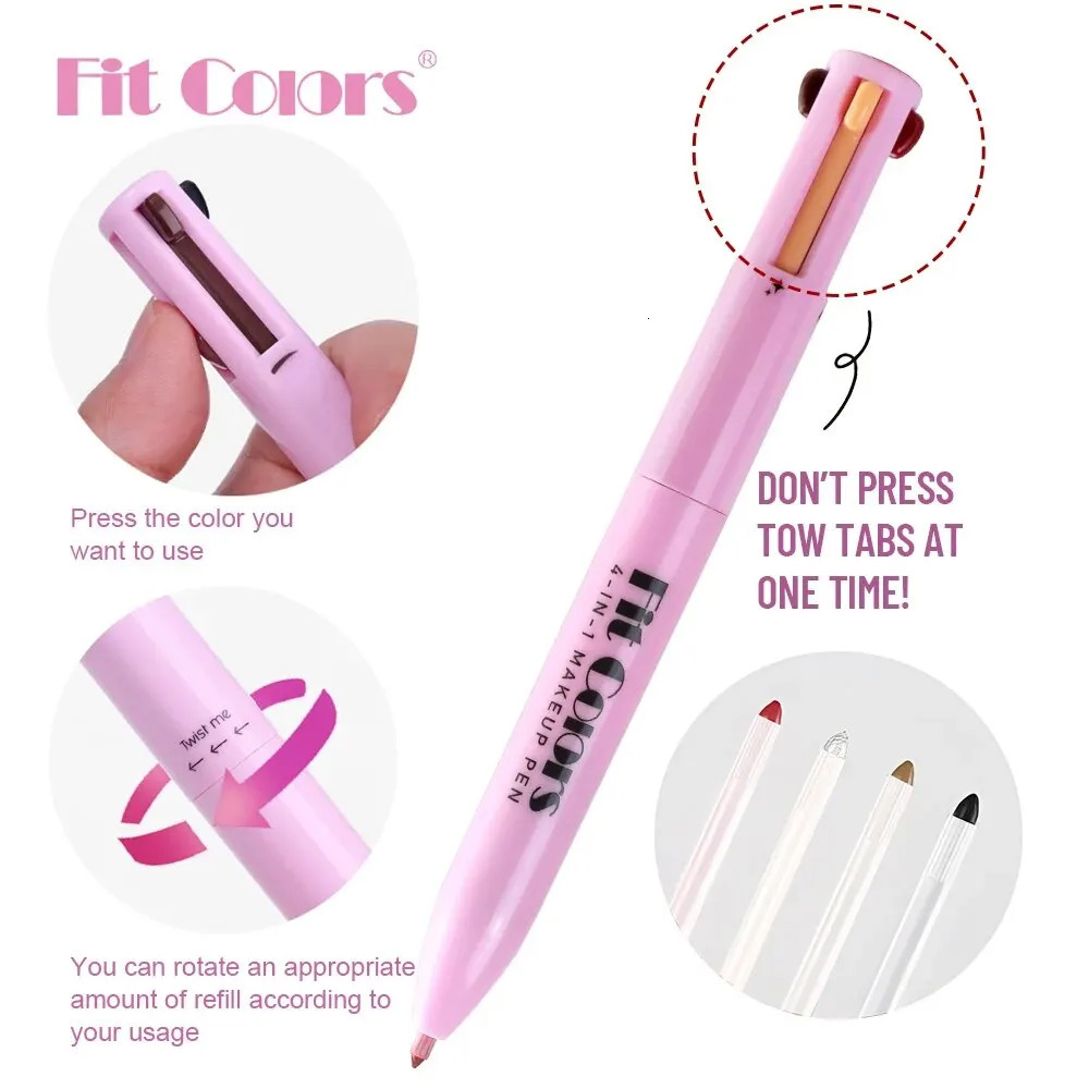 Multifunctional Makeup Pen Eyeliner Lip Liner Eyebrow Pencil Highlighter Eyeshadow Pen 4in1 240625