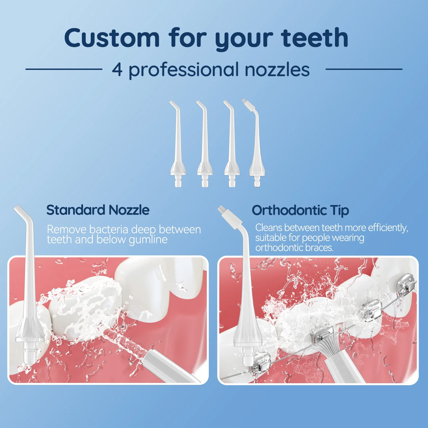 Mornwell D52 Oral Irrigator USB Rechargeable Water Flosser Portable Dental Water Jet 300ML Water Tank Waterproof Teeth Cleaner 240625