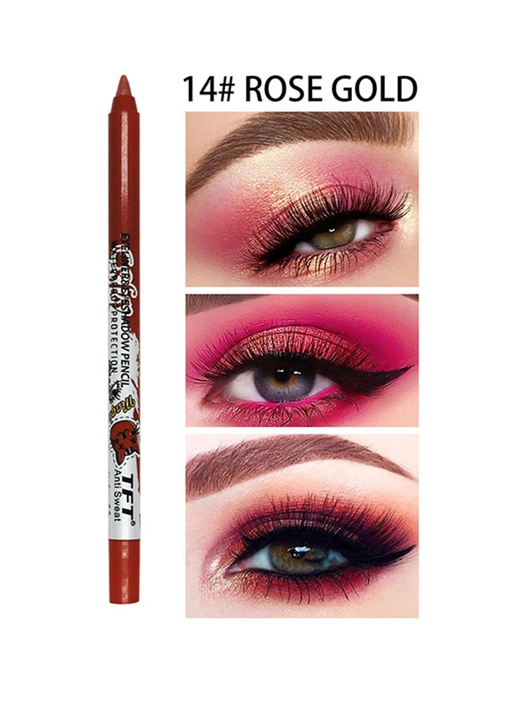 Quick-dry Eyeliner Pencil Colorful Long-lasting Eye Liner Pen Waterproof No Blooming Blue Pink Cosmetics Tools 14 Colors 240625