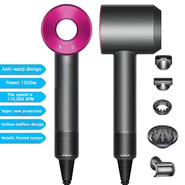 Hair dryer 5 in 1 negative supersonic ion rotary connected nozzle Salon Styling design Super motor hair dryer constant temperature