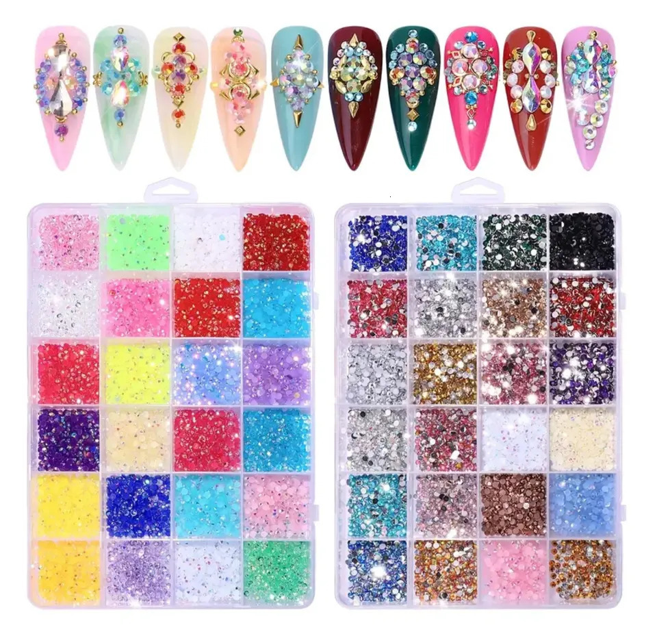 3500 circular resin flat bottomed colorful sparkling Rhinestone DIY 3D nail art decorative accessories 240625