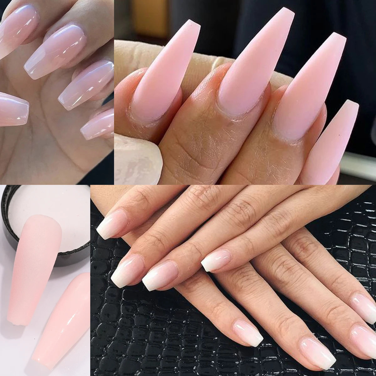 6jars Nude Pink Nail Art Acrylic Powder 10g/bottle Crystal Powder Pigment For Nails Extension/Carving/Dipping 3in1 Nails Dust#* 240625