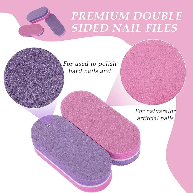 50 Pcs Mini Nail Files Block 100180 Grit Sponge Buffers for Acrylic Nails Buffing Block Double Sided DIY Salon Manicure Tools 240625
