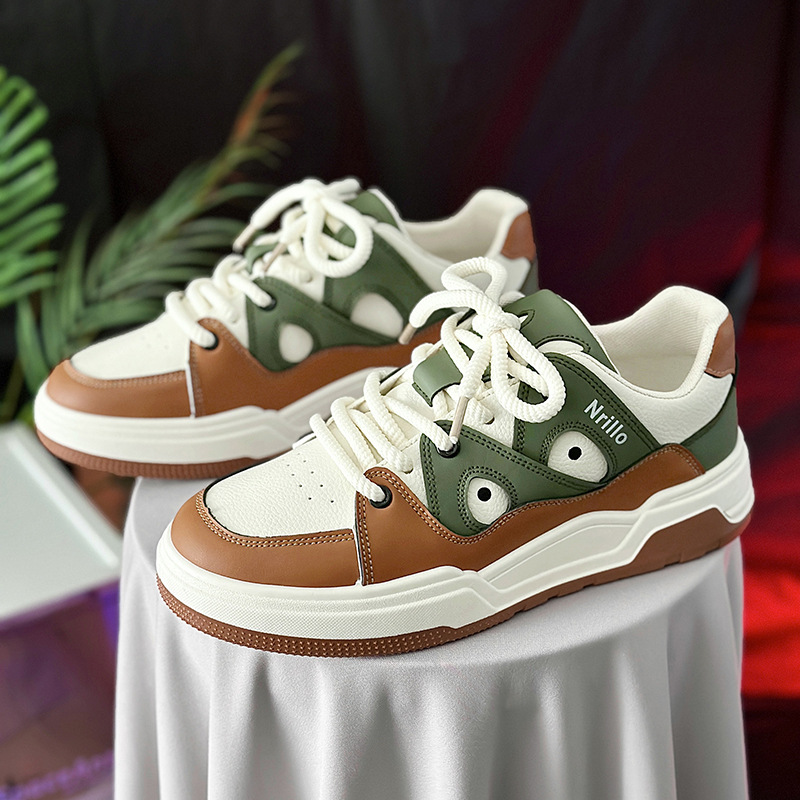New skateboarding shoes thick bottom shoes breathable spring and summer bread shoes men's casual shoes dissolving board shoes 232