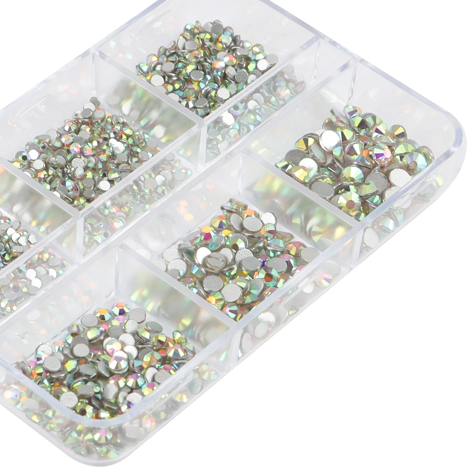 1 box of large-sized AB crystal nail water diamond flat bottomed crystal transparent diamond gemstone DIY nail art decoration tension stone 240625