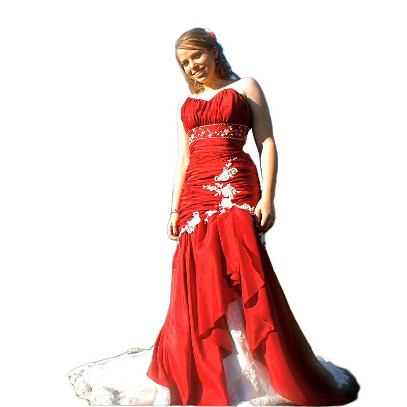 Beaded Strapless Trumpet Wedding Dresses Empire Waist Pleats Long Red And Ivory Mermaid Wedding Gowns Elegant Bride Reception Dress 2024