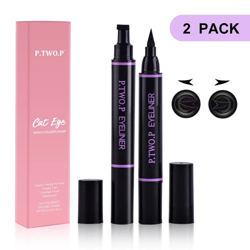 PTWOP Black Eyeliner Pencil Liquid Eye Liner Waterproof Quick Drying Long Lasting Black Eyeliner for Eye Makeups 2 Pcs/Lot 240625