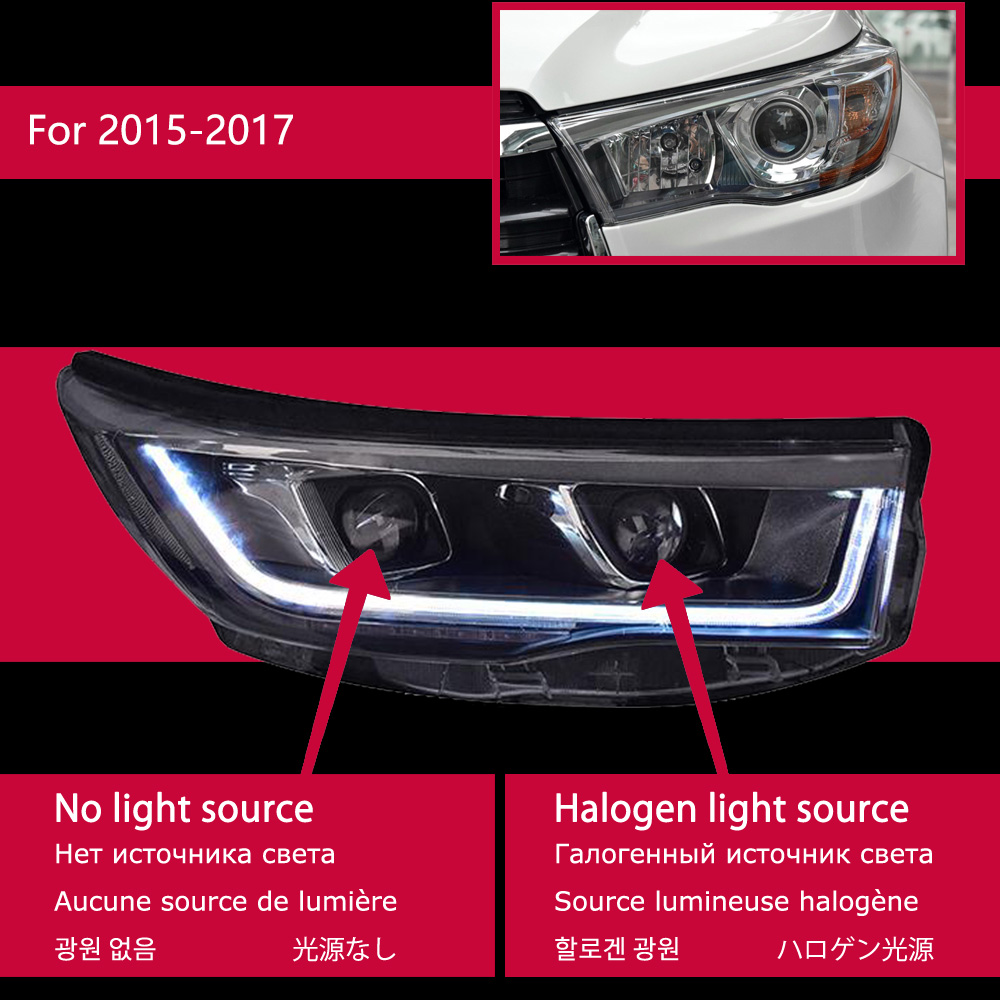 Car Light Assembly for Kulger New Highlander 20 15-20 17 LED Front Headlights Replacement DRL Daytime Light