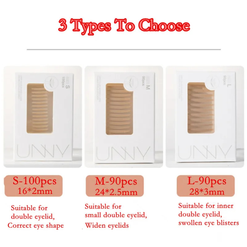 U N Y Eyelid Tape Sticker Invisible Double Fold Eyelid Paste Beige Stripe Self-adhesive Natural Eye Tape Makeup Tool 240626