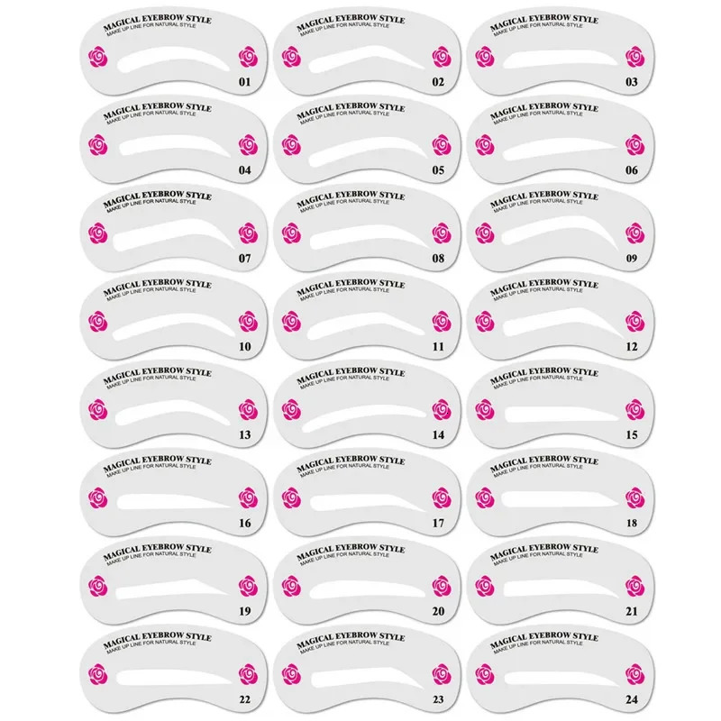 24 Stylesset Eye Makeup Stencils Grooming Eyebrow Stencil Kits DIY Eyebrow Templates for Women Make Up Beauty Tools Accessories 240625
