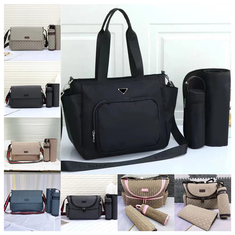 High quality diaper Bag Waterproof Designer Mom Bag Diaper bag 3 piece baby zipper brown check fashion print bag