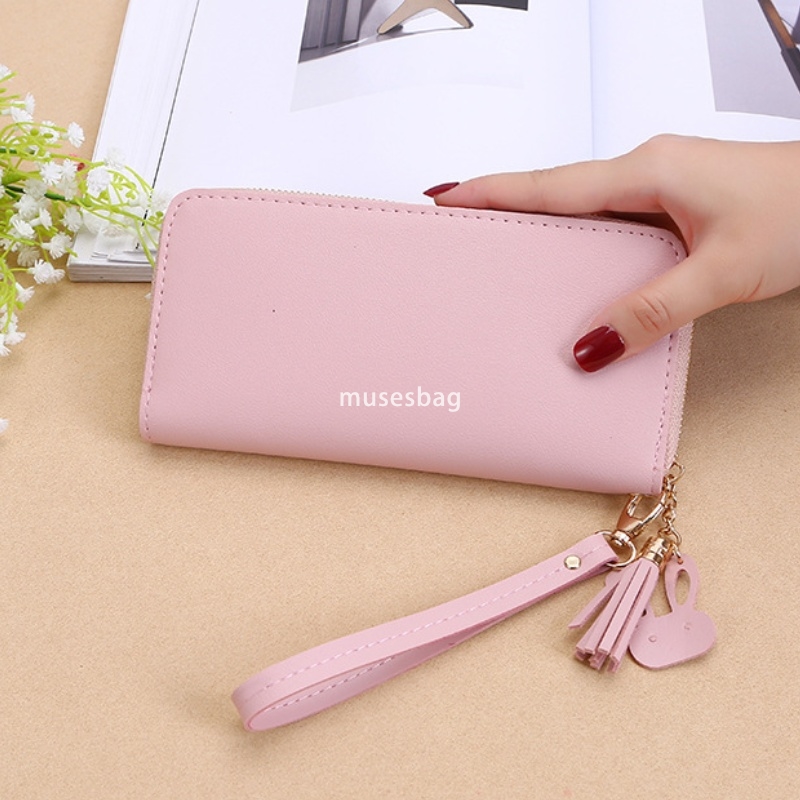 Fashionable Women's High Quality New Handheld Bag Wallet Long Korean Edition Contrast Colored Spliced Zipper Tassel Practical Large Capacity Wall