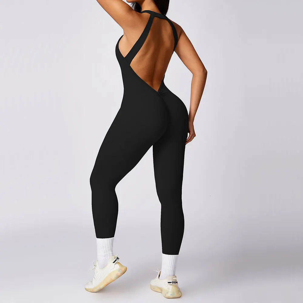 Romper Backless Workout Jumpsuit Fiess Bodysuit Siamese Sportswear Women Tracksuit Gym Clothes One-piece Playsuit Yoga Set 240625